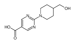 2-[4-(hydroxymethyl)-1-piperidyl]pyrimidine-5-carboxylic acid structure