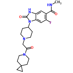 1H-Benzimidazole-5-carboxamide, 1-[1-[2-(6-azaspiro[2.5]oct-6-yl)-2-oxoethyl]-4-piperidinyl]-6-fluoro-2,3-dihydro-N-methyl-2-oxo- Structure