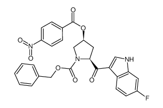 [2S-(6-fluoro-1H-indole-3-carbonyl)-4S-(4'-nitrobenzoyloxy)pyrrolidin-1-yl]carboxylic acid benzyl ester Structure