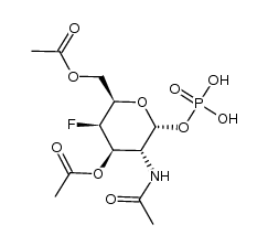 ((2R,3R,4R,5R,6R)-5-acetamido-4-acetoxy-3-fluoro-6-(phosphonooxy)tetrahydro-2H-pyran-2-yl)methyl acetate结构式