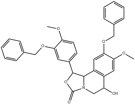 3H-Oxazolo[4,3-a]isoquinolin-3-one,1,5,6,10b-tetrahydro-6-hydroxy-8-methoxy-1-[4-methoxy-3-(phenylmethoxy)phenyl]-9-(phenylmethoxy)- Structure