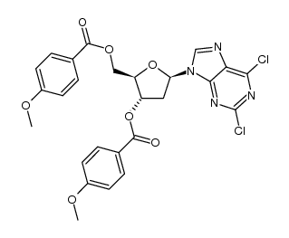 2,6-di-chloro-9-(3',5'-di-O-p-methoxybenzoyl-2'-deoxy-D-ribofuranosyl)purine Structure