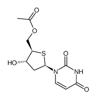 1-(5-O-acetyl-2-deoxy-4-thio-β-D-erythro-pentofuranosyl)uracil Structure