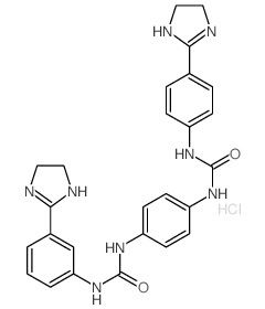 Urea,N-[3-(4,5-dihydro-1H-imidazol-2-yl)phenyl]-N'-[4-[[[[4-(4,5-dihydro-1H-imidazol-2-yl)phenyl]amino]carbonyl]amino]phenyl]-,dihydrochloride (9CI) structure