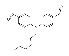 9H-Carbazole-3,6-dicarboxaldehyde, 9-hexyl- Structure