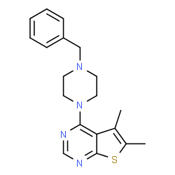4-(4-benzylpiperazin-1-yl)-5,6-dimethylthieno[2,3-d]pyrimidine结构式