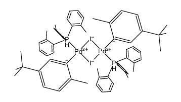 [Pd(P(o-tolyl)3)(2-Me-5-t-Bu-C6H3)(μ-I)]2 Structure