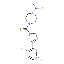 1-(4-(5-(2,5-dichlorophenyl)furan-2-carbonothioyl)piperazin-1-yl)ethan-1-one Structure