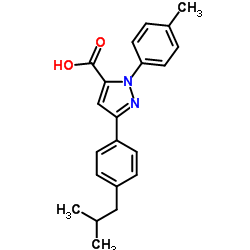 3-(4-ISOBUTYLPHENYL)-1-P-TOLYL-1H-PYRAZOLE-5-CARBOXYLIC ACID结构式