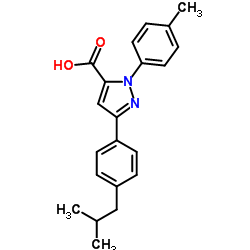 3-(4-ISOBUTYLPHENYL)-1-P-TOLYL-1H-PYRAZOLE-5-CARBOXYLIC ACID structure