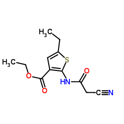 Ethyl 2-[(cyanoacetyl)amino]-5-ethyl-3-thiophenecarboxylate结构式