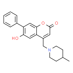 6-hydroxy-4-[(4-methylpiperidin-1-yl)methyl]-7-phenyl-2H-chromen-2-one结构式