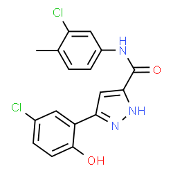 5-(5-chloro-2-hydroxyphenyl)-N-(3-chloro-4-methylphenyl)-1H-pyrazole-3-carboxamide结构式