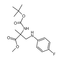 2-tert-Butoxycarbonylamino-3-(4-fluoro-phenylamino)-2-methyl-propionic acid methyl ester Structure