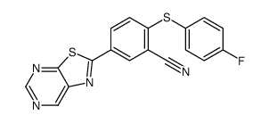 2-(4-fluorophenyl)sulfanyl-5-([1,3]thiazolo[5,4-d]pyrimidin-2-yl)benzonitrile结构式