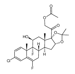 3-chloro-6,9-difluoro-1,3,5-pregnatriene-11β,16α,17,21-tetrahydroxy-16,17-acetonide 21-acetate结构式