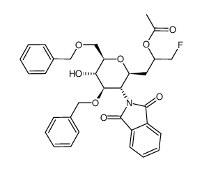 (2R/S)-3-C-(3,6-di-O-benzyl-2-deoxy-2-phthalimido-β-D-glucopyranosyl)-1-fluoro-2-acetoxypropane Structure