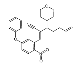 [2-(2-nitro-5-phenoxy-benzylidene)-3-(tetrahydro-pyran-4-yl)-hept-6-enenitrile]结构式