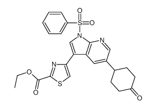 Ethyl 4-[5-(4-oxocyclohexyl)-1-(phenylsulfonyl)-1H-pyrrolo[2,3-b] pyridin-3-yl]-1,3-thiazole-2-carboxylate结构式