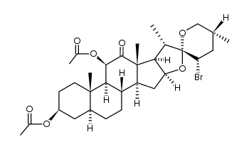 (23S,25R)-3β,11β-diacetoxy-23-bromo-5α-spirostan-12-one Structure