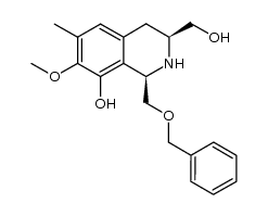 (1R,3S)-1-(benzyloxymethyl)-3-(hydroxyl-methyl)-7-methoxy-6-methyl-1,2,3,4-tetra-hydroisoquinolin-8-ol结构式