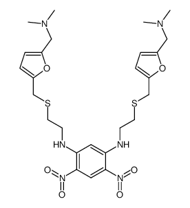 N,N'-Bis-[2-(5-dimethylaminomethyl-furan-2-ylmethylsulfanyl)-ethyl]-4,6-dinitro-benzene-1,3-diamine Structure