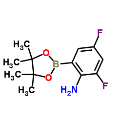 2, 4-二氟-6-(4, 4, 5, 5-四甲基-1, 3, 2-二氧硼杂环戊烷-2-基)苯胺结构式