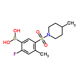 (2-fluoro-4-methyl-5-((4-methylpiperidin-1-yl)sulfonyl)phenyl)boronic acid Structure