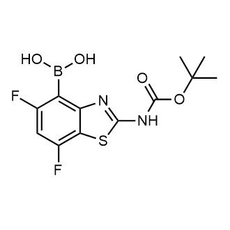 (2-((叔丁氧羰基)氨基)-5,7-二氟苯并[d]噻唑-4-基)硼酸结构式
