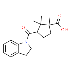 3-(2,3-Dihydro-1H-indol-1-ylcarbonyl)-1,2,2-trimethylcyclopentanecarboxylic acid structure