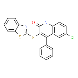 3-(1,3-benzothiazol-2-ylsulfanyl)-6-chloro-4-phenylquinolin-2(1H)-one Structure