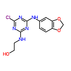 2-{[4-(1,3-Benzodioxol-5-ylamino)-6-chloro-1,3,5-triazin-2-yl]amino}ethanol Structure
