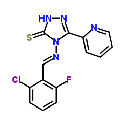 4-{[(E)-(2-Chloro-6-fluorophenyl)methylene]amino}-5-(pyridin-2-yl)-4H-1,2,4-triazole-3-thiol结构式