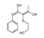 3-hydroxy-2-(2-hydroxyethylsulfanyl)-N-phenylbut-2-enamide结构式