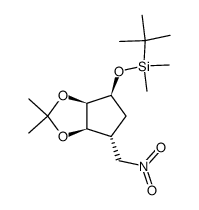 (1S,2S,3R,4R)-1-(tert-butyldimethylsilyloxy)-2,3-(isopropylidenedioxy)-4-(nitromethyl)cyclopentane Structure