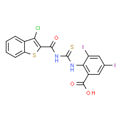 2-[[[[(3-CHLOROBENZO[B]THIEN-2-YL)CARBONYL]AMINO]THIOXOMETHYL]AMINO]-3,5-DIIODO-BENZOIC ACID picture