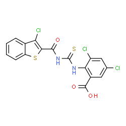3,5-DICHLORO-2-[[[[(3-CHLOROBENZO[B]THIEN-2-YL)CARBONYL]AMINO]THIOXOMETHYL]AMINO]-BENZOIC ACID Structure