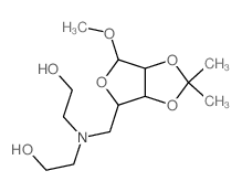 b-D-Ribofuranoside, methyl5-[bis(2-hydroxyethyl)amino]-5-deoxy-2,3-O-(1-methylethylidene)- Structure