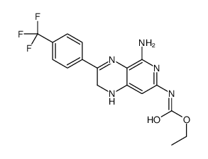 Carbamic acid, (5-amino-1,2-dihydro-3-(4-(trifluoromethyl)phenyl)pyrid o(3,4-b)pyrazin-7-yl)-, ethyl ester结构式