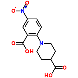 1-(2-Carboxy-4-nitrophenyl)-4-piperidinecarboxylic acid structure