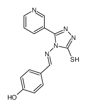 4-{[(E)-3-Mercapto-5-pyridin-3-yl-[1,2,4]triazol-4-ylimino]-methyl}-phenol结构式