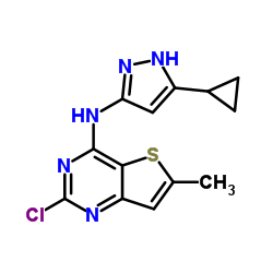 2-Chloro-N-(5-cyclopropyl-1H-pyrazol-3-yl)-6-methylthieno[3,2-d]pyrimidin-4-amine Structure