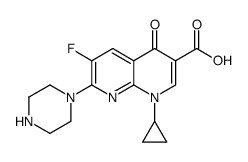 1-cyclopropyl-6-fluoro-4-oxo-7-piperazin-1-yl-1,8-naphthyridine-3-carboxylic acid结构式
