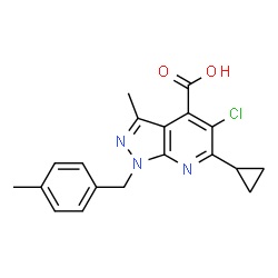 5-Chloro-6-cyclopropyl-3-methyl-1-(4-methylbenzyl)-1H-pyrazolo[3,4-b]pyridine-4-carboxylic acid structure