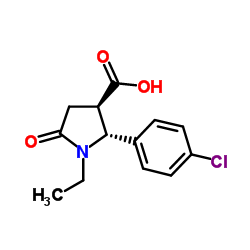 (2R,3R)-2-(4-Chlorophenyl)-1-ethyl-5-oxo-3-pyrrolidinecarboxylic acid结构式