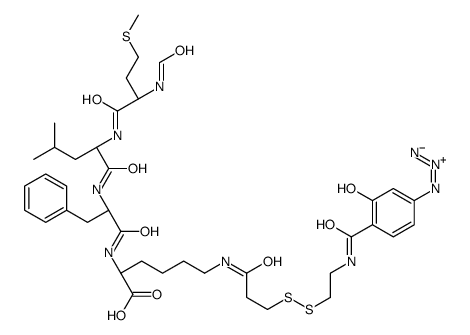 N-formyl-methionylleucyl-phenylalanyl-N(epsilon)-(2-(4-azidosalicylamido)ethyl-1,3'-dithiopropionyl)lysine structure