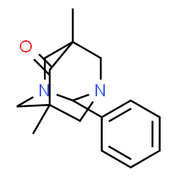 5,7-dimethyl-2-phenyl-1,3-diazatricyclo[3.3.1.1~3,7~]decan-6-one结构式
