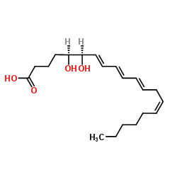 (5S,6R,7E,9E,11E,14Z)-5,6-Dihydroxy-7,9,11,14-icosatetraenoic aci d Structure