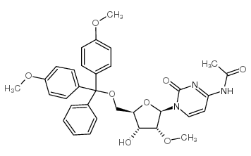N-乙酰基-5'-O-(4,4'-二甲氧基三苯甲基)-2'-甲氧基胞苷结构式