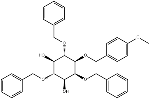 myo-Inositol, 1-O-(4-methoxyphenyl)methyl-2,4,6-tris-O-(phenylmethyl)-结构式